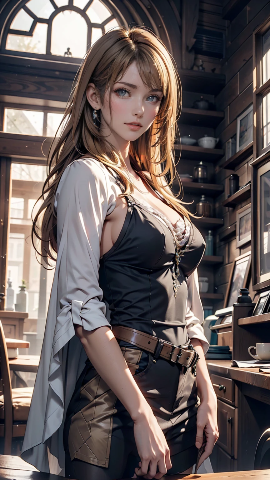 Blonde woman, dressed as dieselpunk, Model shooting style, (Highly detailed CG 8k wallpaper units), The most beautiful art photos in the world, A magnificent professional (photo shoot:Steve McCurry), 8K Ultra HD, Digital SLR, Soft lighting, high quality, Film Grain, Fujifilm XT3 Sharp focus, 5 ....6, Attention to detail, Sharp focus, dramatic, (Wearing diselpunk clothes), (Looking at the audience:1.2), (Natural light), (Fascinating)