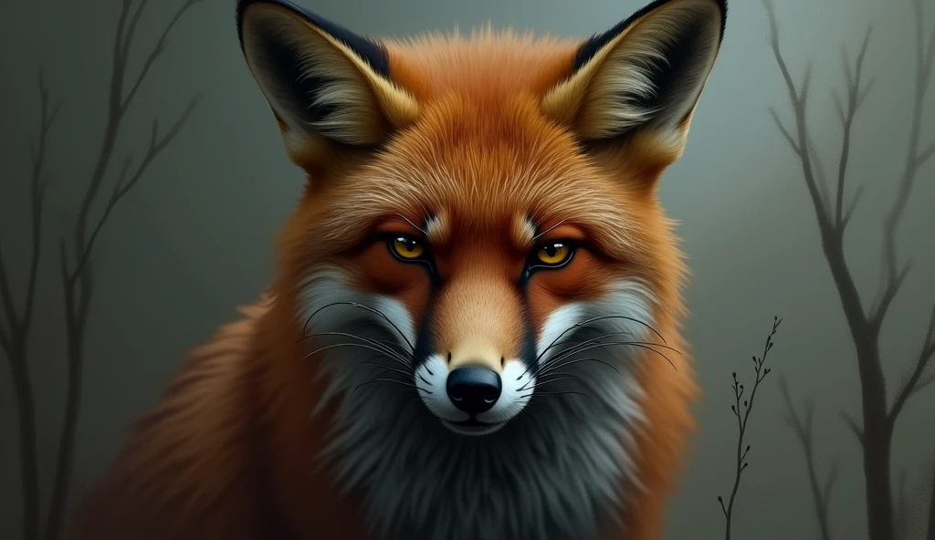 Pity of the fox: The fox's face is shown in sadness and despair, as if realizing his folly.
