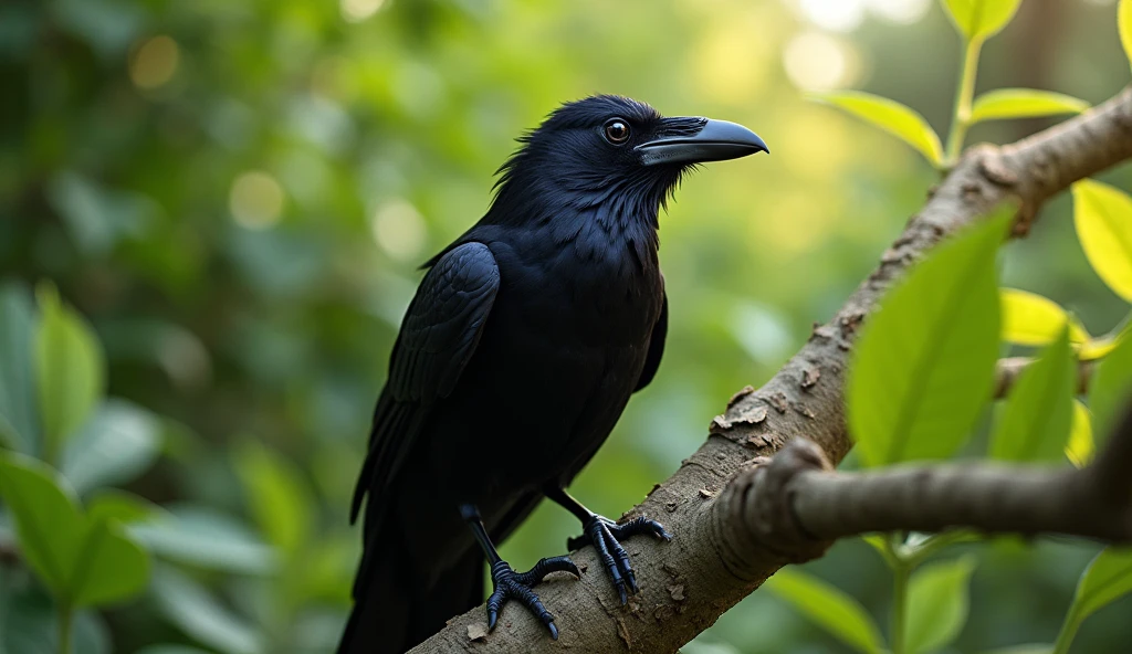 The crow's cackle: A crow sits on a new tree and laughs happily, as if pleased with its cleverness.