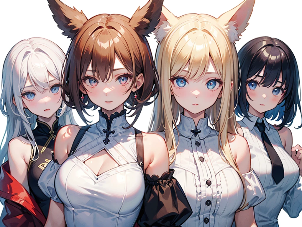 (((((3 girls:1.3)))))、(((forehead、3 girls:1.3、white blond hair:1.3、cowboy shot:1.3、A calm face、long hair、Northern Europe、White、beautiful girl、White Blonde、Blonde、White background、Off-the-shoulder dress:1.3、、cute、Young、True Face、Shiny Hair、whole body)))、table top, highest quality, figure, super detailed, finely, High resolution, 8k wallpaper, Perfect dynamic composition, detailed and beautiful eyes, Deco out,bionde, breasts, Natural color lip,white background, random cute poses,