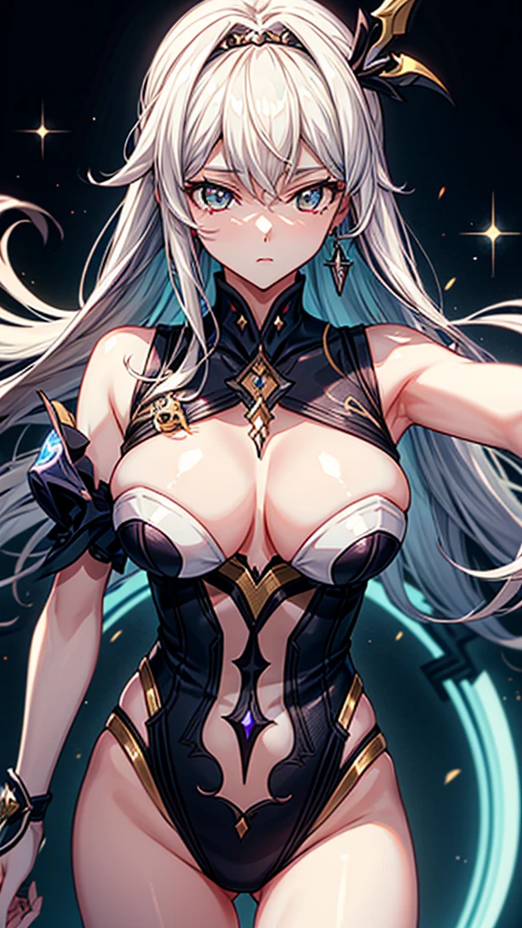masterpiece, High resolution, accurate, Anatomically correct, most high quality, Very detailed, high quality, Ultra high definition, Big Tits Earrings, Sparkling eyes, Cowboy Shot, moving line, Speed Line, Mage,sexy pose,(((honkai impact))),herrscher of thunder