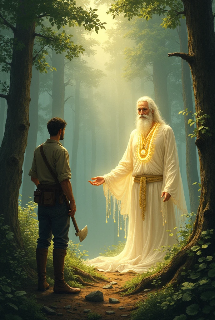 "The spirit offered him a golden axe and asked, ‘Is this your axe?’ The woodcutter shook his head and said, ‘No, that’s not mine.’ Then, the spirit offered a silver axe, but again, the woodcutter honestly replied, ‘No, this too is not mine.’"