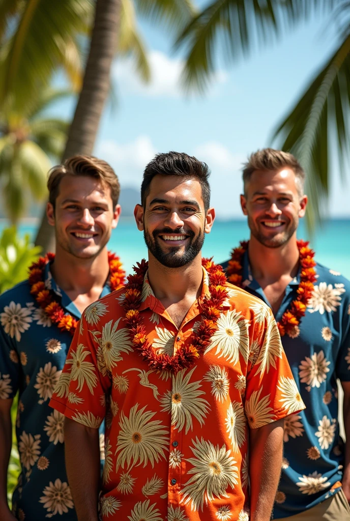 Men with traditional hawaii outfil