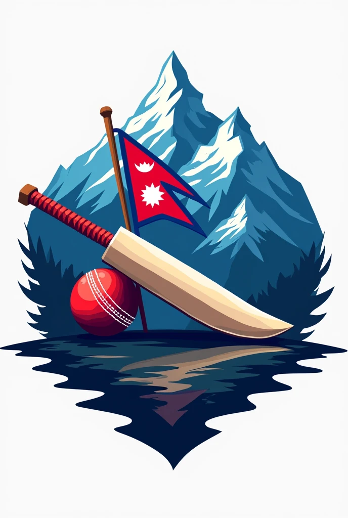 Logo of Nepal premier league which is showing mountain peak ,Nepali flag and khukuri and ball bat