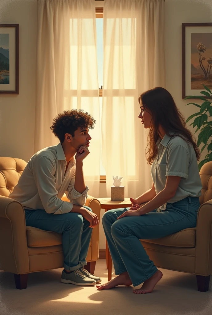 
A person in a therapy session.
