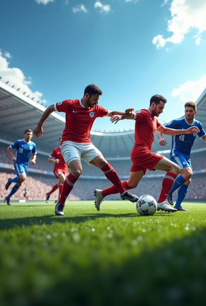 Footballers in a match