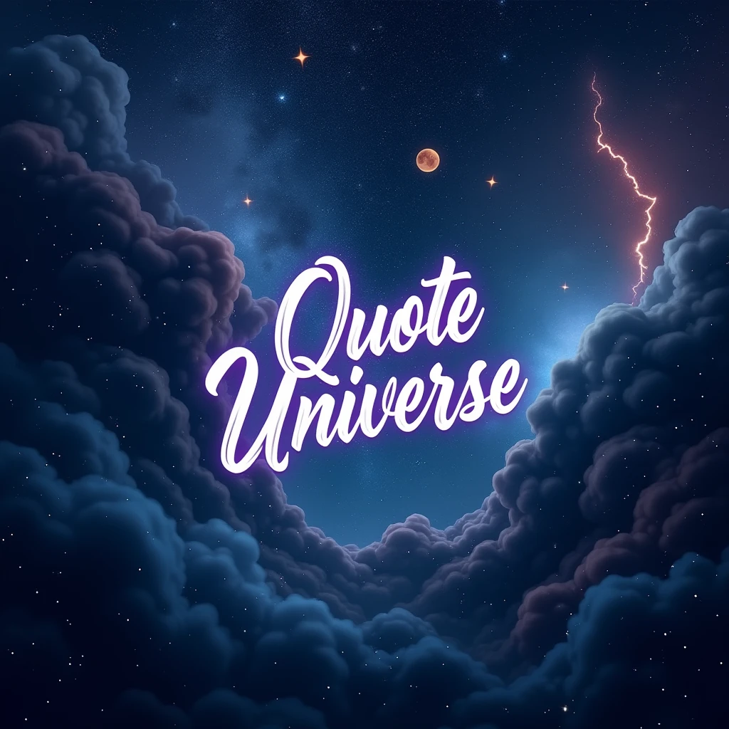 Design a modern and captivating Instagram profile picture for a page called 'Quote Universe.' The image should feature a cosmic or galactic theme with stars, galaxies, and planets in the background to reflect the 'universe' aspect. In the center, include elegant, glowing typography with the words 'Quote Universe,' using a stylish, readable font. The color palette should blend deep blues, purples, and soft whites, giving a mysterious and inspiring vibe. 