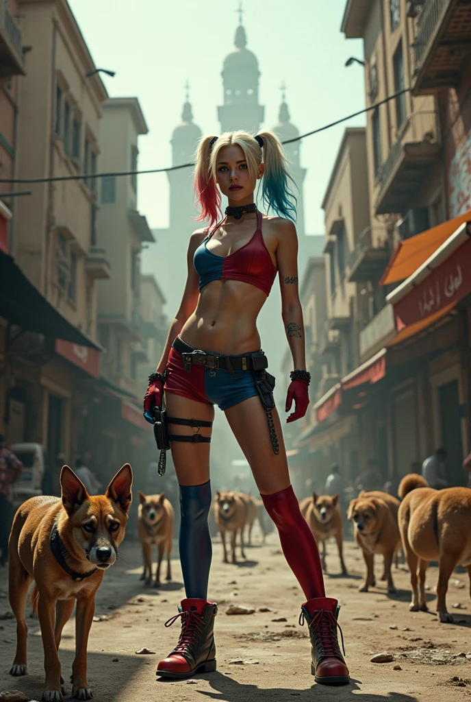 harley Quinn in baghdad With dogs