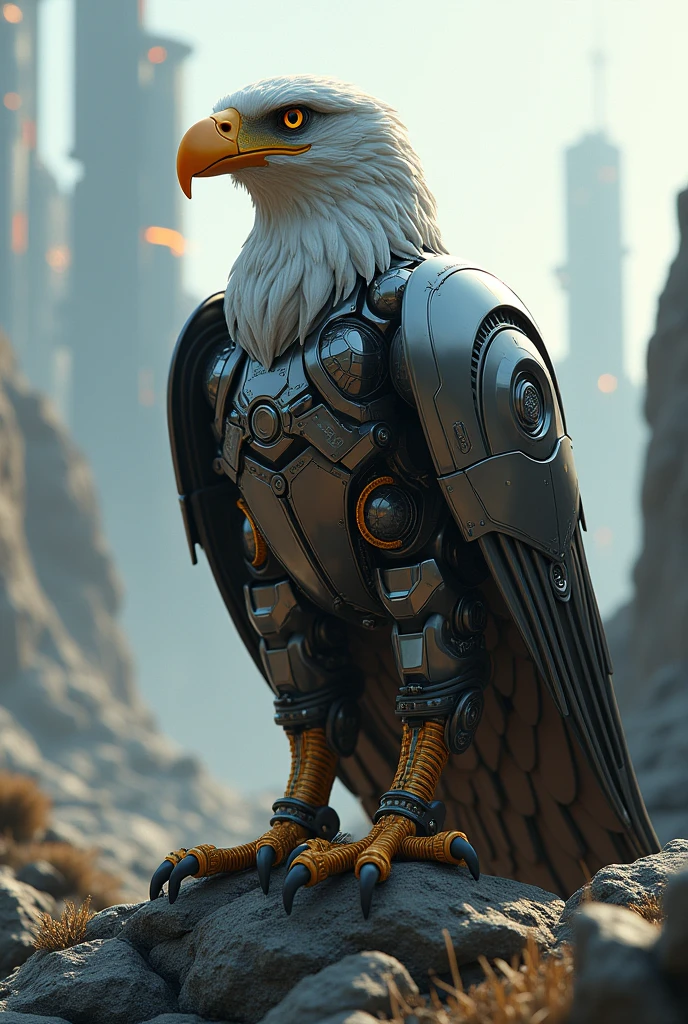 An cyber eagle standing guard of the rank of the army