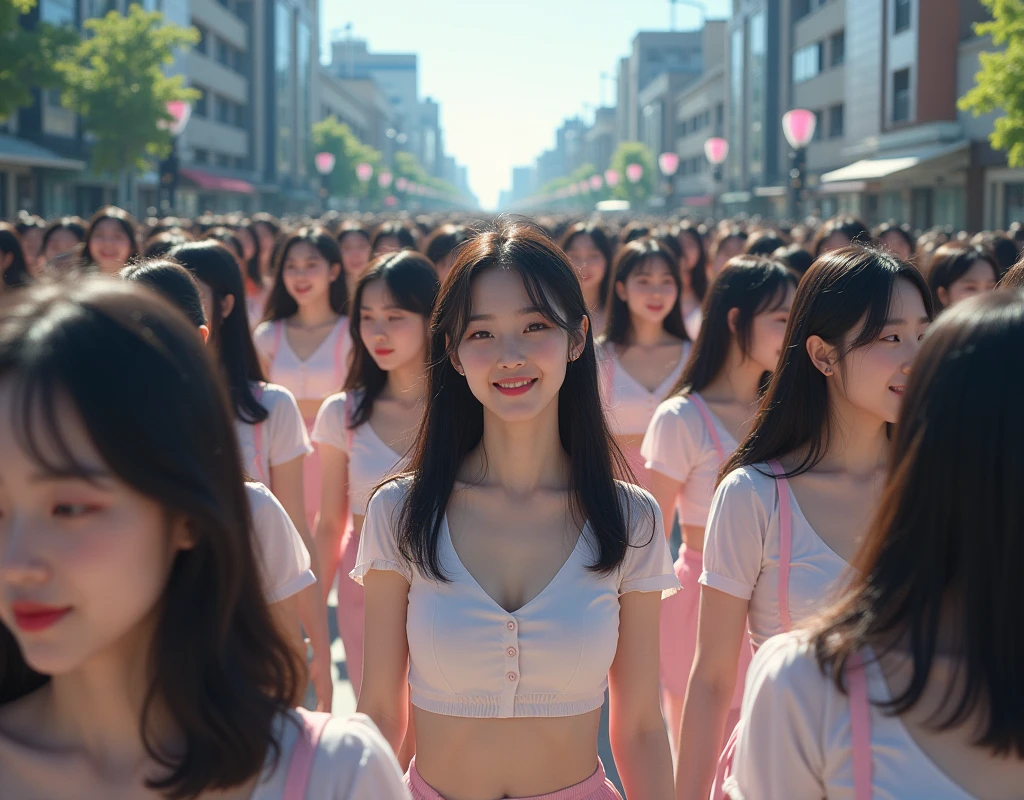 (((((Japanese Clone girls=Myself)))))), (((best masterpiece Clone girls Raw Photography Art))), (16K, Highest quality, Ultra-high resolution, RAW Photos), (((Unrealistic, Unparalleled depiction, An unbelievable sight, Unprecedented and shocking, In a world where myselves are multiplied, Ultra-realistic))), (((Japanese, woman, 26yo, Sasaki Nozomi))), (Small face, ((Thick black hair, Semi-long hair))), ((V-neck short-sleeve dress)), (((((Very beautiful detailed girls, Accurate body structure, Very detailed完璧な, A super busty body with very large breasts, Great proportions, super big breasts, Big, voluptuous breasts, The cleavage is very plump and emphasized))))), (((Dark Eyes, Mature face, Cute Smile, A gentle gaze, ((Very happy laughter))))), ((((((((Very detailedcloning描写, ((1Myself→cloning→1,000,000,000,000,000,000,000,000Myself)))))))))), ((((((((Very detailed, 寸分違いない緻密なMyself multiplication描写の, ((With the same perfectly MySelf body, With a face that is exactly the same as Myself, With the exact same hairstyle as Myself, In the exact same clothes as Myself, Perfectly the same height as Myself, The same super big breasts as Myself)))))))))), (((Myself only))), (((Very detailed, Myself multiplication, 1,000,000,000,000,000,000,000,000Myself→100,000,000,000,000,000,000,000,000,000,000,000,000,000,000Myself))), (((Walk freely))), (((Very detailed, (An embrace between self, Back to Back, Myself is here!, Fun conversation with others, Happy conversation with myself, Kissing each other anywhere, Doting on Myself, Myself holding hands)))), (Free pose), (Sexual seduction), (((Unbelievably crowded, Close contact between transcendent selves, Countless "myselves" completely surround me in 360 degrees))), (Bright and soft sunlight), (((Very wide field of view, Very detailed, Detailed ultra-perspective depiction with clear depth))), (((((A city with slopes))))), (((Countless "myselves" fill the city's main streets and scramble intersections.))), (((Myself will grow infinitely more and become super close together with no gaps, Myself is extended々They multiply in large numbers and spill out of the building's entrances and underground exits into the street, making it impossible to move., Myself exists infinitely and it's fun))), (Focus on the center of the group)