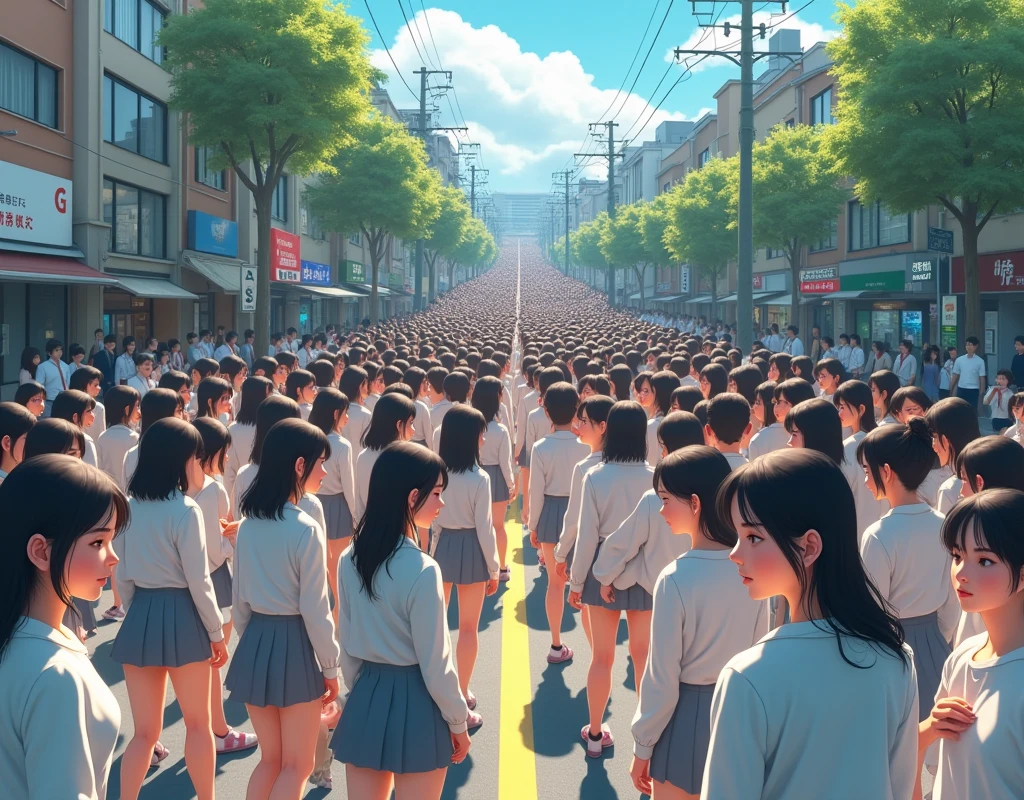 (((((Japanese Clone girls=Myself)))))), (((best masterpiece Clone girls Raw Photography Art))), (16K, Highest quality, Ultra-high resolution, RAW Photos), (((Unrealistic, Unparalleled depiction, An unbelievable sight, Unprecedented and shocking, In a world where myselves are multiplied, Ultra-realistic))), (((Japanese, woman, 26yo, Sasaki Nozomi))), (Small face, ((Thick black hair, Semi-long hair))), ((V-neck short-sleeve dress)), (((((Very beautiful detailed girls, Accurate body structure, Very detailed完璧な, A super busty body with very large breasts, Great proportions, super big breasts, Big, voluptuous breasts, The cleavage is very plump and emphasized))))), (((Dark Eyes, Mature face, Cute Smile, A gentle gaze, ((Very happy laughter))))), ((((((((Very detailedcloning描写, ((1Myself→cloning→1,000,000,000,000,000,000,000,000Myself)))))))))), ((((((((Very detailed, 寸分違いない緻密なMyself multiplication描写の, ((With the same perfectly MySelf body, With a face that is exactly the same as Myself, With the exact same hairstyle as Myself, In the exact same clothes as Myself, Perfectly the same height as Myself, The same super big breasts as Myself)))))))))), (((Myself only))), (((Very detailed, Myself multiplication, 1,000,000,000,000,000,000,000,000Myself→100,000,000,000,000,000,000,000,000,000,000,000,000,000,000Myself))), (((Walk freely))), (((Very detailed, (An embrace between self, Back to Back, Myself is here!, Fun conversation with others, Happy conversation with myself, Kissing each other anywhere, Doting on Myself, Myself holding hands)))), (Free pose), (Sexual seduction), (((Unbelievably crowded, Close contact between transcendent selves, Countless &quot;myselves&quot; completely surround me in 360 degrees))), (Bright and soft sunlight), (((Very wide field of view, Very detailed, Detailed ultra-perspective depiction with clear depth))), (((((A city with slopes))))), (((Countless &quot;myselves&quot; fill the city&#39;s main streets and scramble intersections.))), (((Myself will grow infinitely more and become super close together with no gaps, Myself is extended々They multiply in large numbers and spill out of the building&#39;s entrances and underground exits into the street, making it impossible to move., Myself exists infinitely and it&#39;s fun))), (Focus on the center of the group)