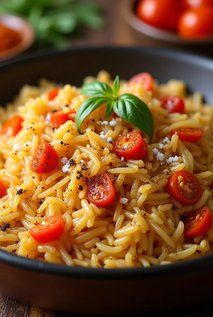 Add in a pan Chopped small pieces of onoin and small chopped pieces of tomato and add salt, black pepper powder red chilli powder now add boiled rice