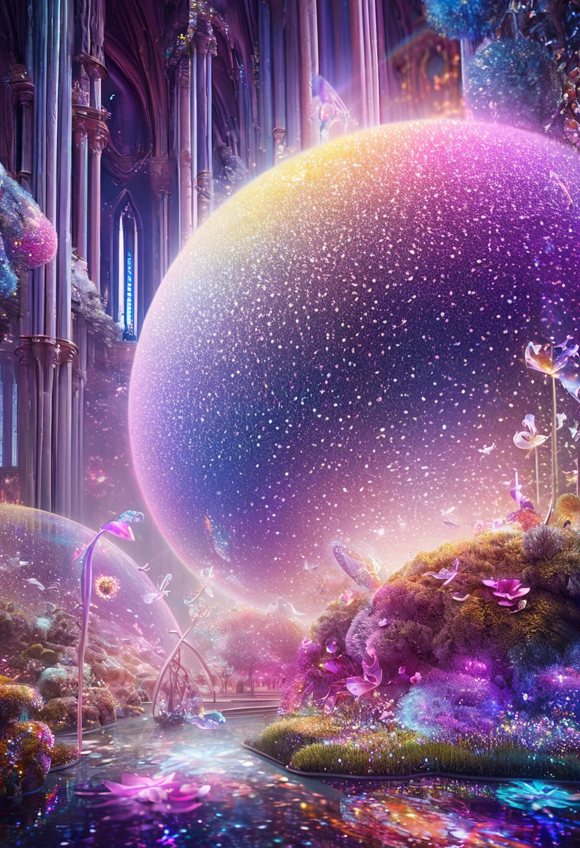 Stuffed rabbit, Fantasy World, Glitter effect, Conceptual installation art, (Super detailed, The absolute solution, Highest quality:1.3), 2.5D, delicate and dynamic, Iris Effect, artistic, Hyper, Graphics CG Digital Art