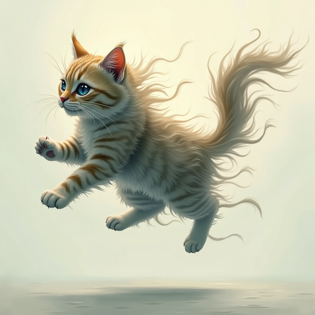 un chat tabby fait avec du vent