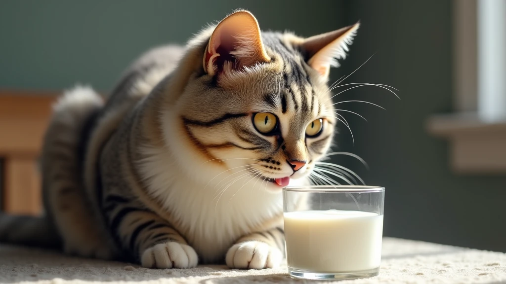 There is a cat sitting next to a glass of milk, Cat drinking milk, Illustration of 1 cat, ultra-realistic representation, ultra-realistic representation, hyper-realistic representation, a cat. realist painting, von Wayne England, realistic representation, hyper realistic representation, portrait, close portrait, Award-winning hyper-realistic, von Lisa Milroy, by Galen Dara