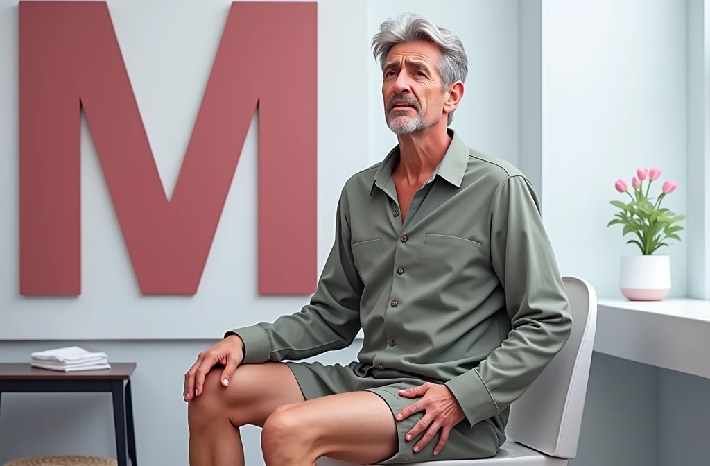 man sitting on the toilet and has pain