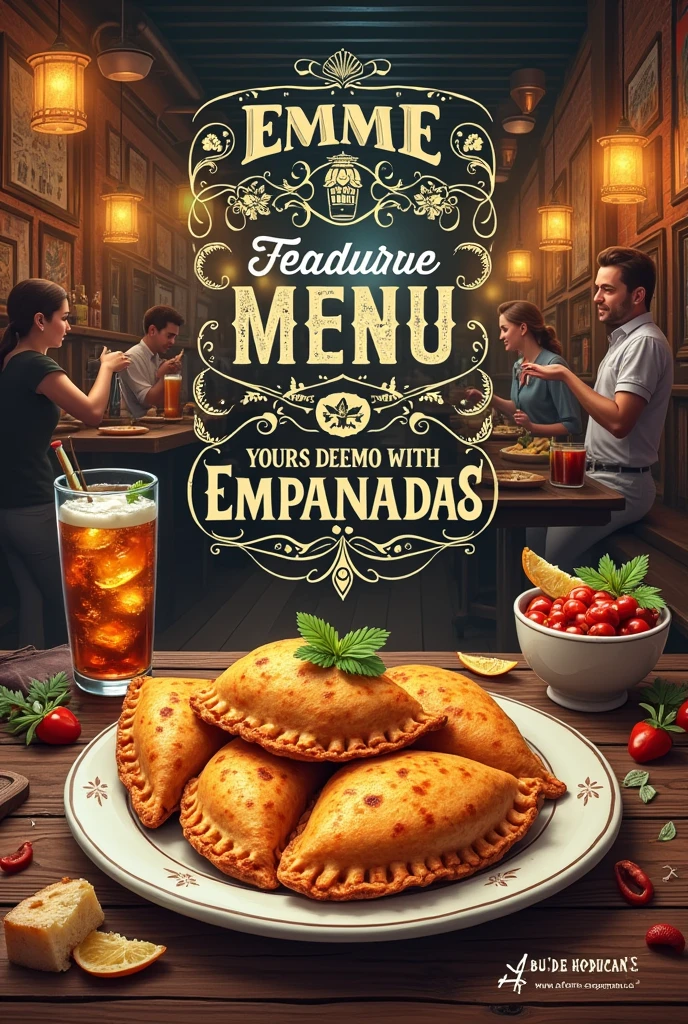 Advertising image of empanada menu for a bar called Buena Empanada