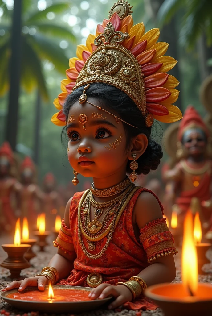 Theyyam  with a cute girl