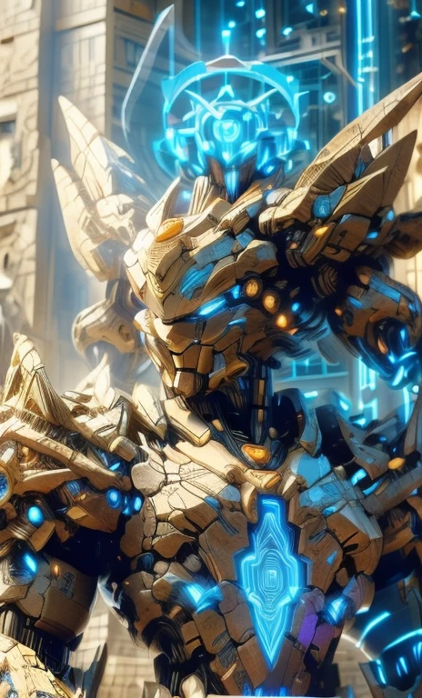 There is a picture。, Anime robot mixed with organic, Mecha style greek god, Portrait of digital shaman, AI Art God King, Cute and exquisite epic robot, Portrait of robot shaman, Simple futuristic robot queen, Highly detailed official artwork, ( ( AI Art God King ) ), Vitruvian Mecha