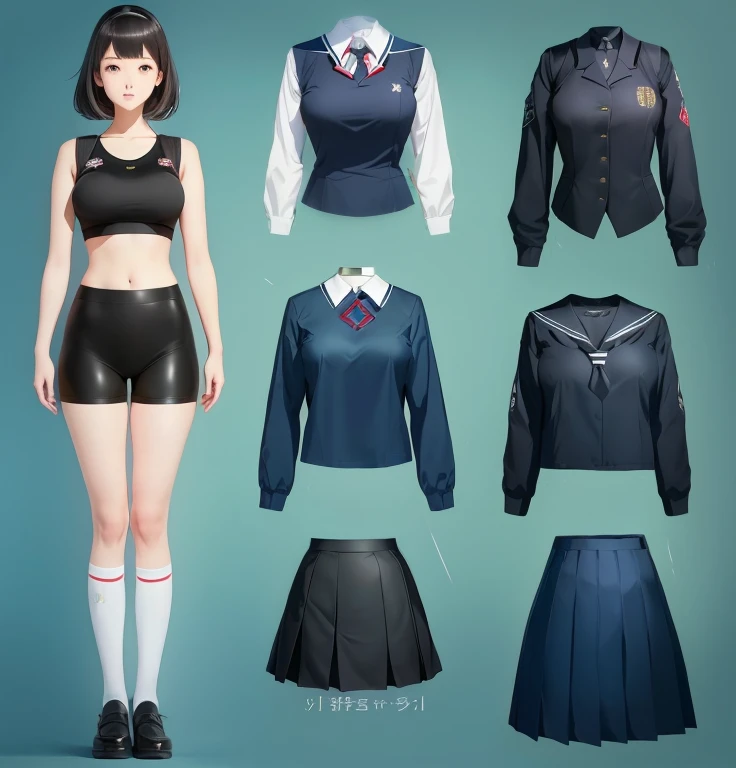 paper doll anime - style uniforms for a female character in black spandex shorts, magical school student uniform, kantai collection style, magic school uniform, jk uniform, a hyperrealistic schoolgirl, school uniform, girls frontline style, hyperrealistic schoolgirl, anime set style, blue uniform, realistic schoolgirl, realistic clothing, magic uniform university, style anime, sailor uniform, japanese school uniform