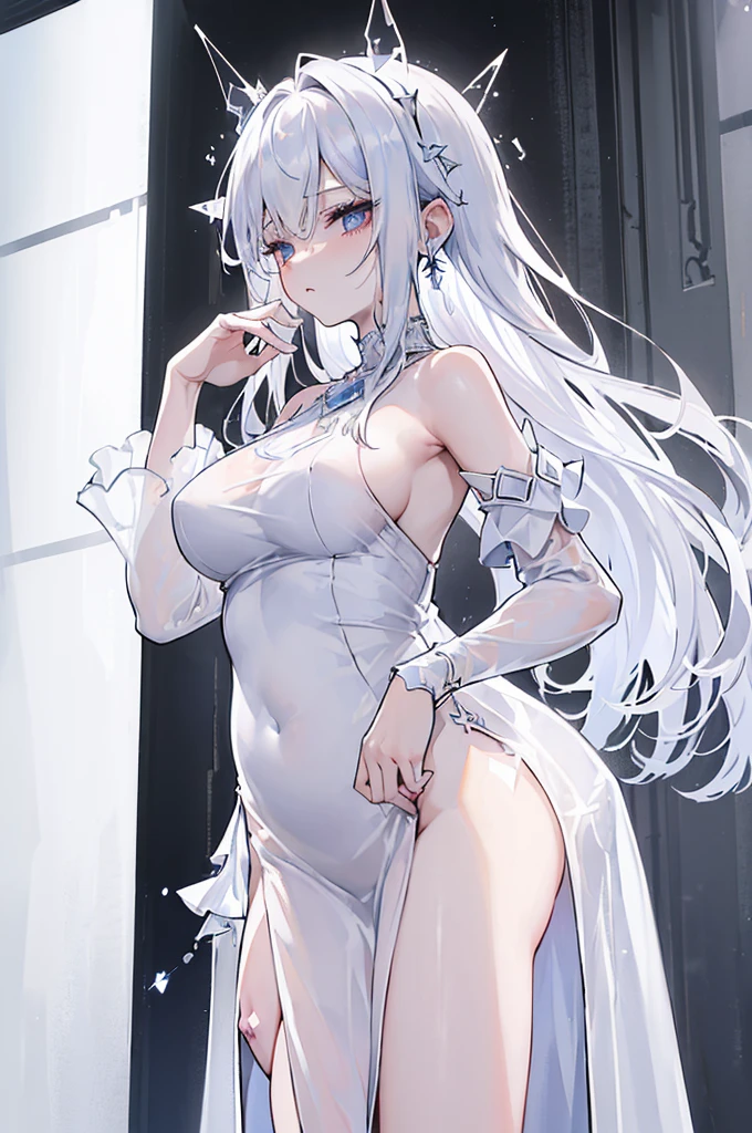 (masterpiece:1.5)、(best quality:1.5)、(8k:1.2)、(super detailed:1.2)、(current:1.2)、(ultra high resolution:1.2)、(Highly detailed and current skin:1.2)、(Very detailed and clean sharp eyes:1.2)、(he is in jail.:1.5)、(Violent sexual intercourse with multiple men:1.6)、(Overflowing love juice:1.4)、(once hiccups:1.5)、rest、(1 woman with plump figure:1.3)、(beautiful eyeliner)、(Beautiful eye shadow)、natural lip color、rest、(White transparent slit dress:1.6)、(white lace dress:1.5)、rest、(White shoulder-length hair:1.3)、(medium bust)、(Clothes were torn by many people)、(The clothes were torn apart)、(clothes torn)、((half naked))、Not even a ray of light、(I'I twitch:1.6)、(blush:1.2)、(ecstasy:1.6),(ending:1.2),(Vulgar:1.2),(stupid:1.2),(steam:1.2),(trembling:1.8),(tears:1.2),(careless person:1.5),(Sweat:1.4),(Roll your eyes:1.6)、(Clothes were torn apart from the middle by multiple people:1.5)、(The clothes are torn in the middle:1.8)、(soak:1.8)、(Multiple people take turns fucking:1.8)、(Clothes are damaged overall:1.8)、(Chest compressions:1.6)、(Clothes were torn in many places:1.8)、(The clothes were torn in many places from top to bottom.:1.8)、(extensive genital exposure:1.8)、(Show female genitalia:1.8)、(Exposing lactation organs:1.8)、(The clothes were torn in many places from top to bottom.exposed body parts:1.8)、(The clothes were torn in many places from top to bottom.Exposing the skin of the body:1.8)、(Clothes were torn in many places on the upper body:1.5)、(Exposing the lactating organs of the upper body:1.8)、(Many people have seen it:1.5)、(body fluid:1.8)