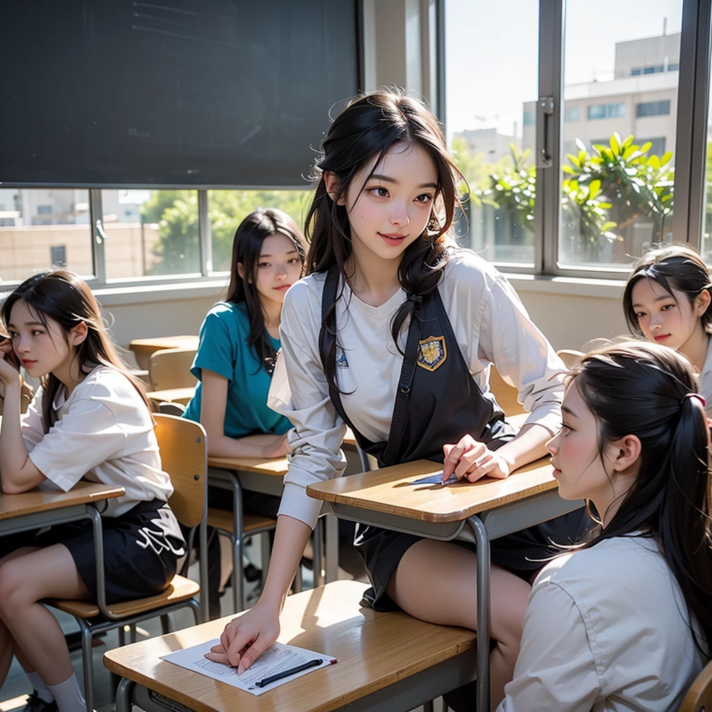 In this fourth comic, Vibrant, Vibrant教室. The energy teacher is in the center of the room., Surrounded by enthusiastic and enthusiastic students.

energy teacher、Standing in front of a chalkboard with athletics formulas and concepts written on it。. She gesticulates excitedly as she explains the fundamental principles of the sport.。, Share your passion and knowledge.

The students are sitting at their desks, Some people have their notebooks open., I&#39;m ready to write down my lessons.. Their expressions ranged from intense interest to excited smiles.々is, It reflects the teachers&#39; enthusiasm and desire to learn about athletics.。.

The classroom is filled with natural light, The large windows offer a beautiful view outside.. Image quality that highlights the details on the blackboard, Expressive teacher faces and diverse students in the classroom.

This comic captures the essence of classroom learning and inspiration., Energy teacher teaches students about athletics, Inspire a love of sport and the values it represents.