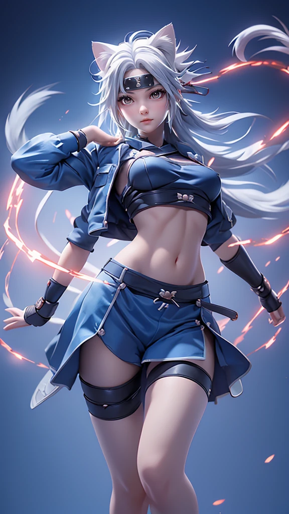 Moisturized Skin, (Red eyes), Realistic body, (Adult female body), Energetic, (), (),3DCG,
break,
Bright red lipstick, (Beautiful belly button), (Silver Hair), ((Cat ear)), Beautiful Hair, (Hatake Kakashi's clothes: 1.3),
break,
((masterpiece + Highest quality + High resolution + Very detailed)), (whole body: 1.2), Symmetric, One shot,
break,
(Electric shock), (The wind is blowing), (Blue electricity), (Combat Ready: 1.4),
break,
(Big Japan sword), Ninja, In the mansion, assassination, cut, Kunai, Fantasy, dynamic,