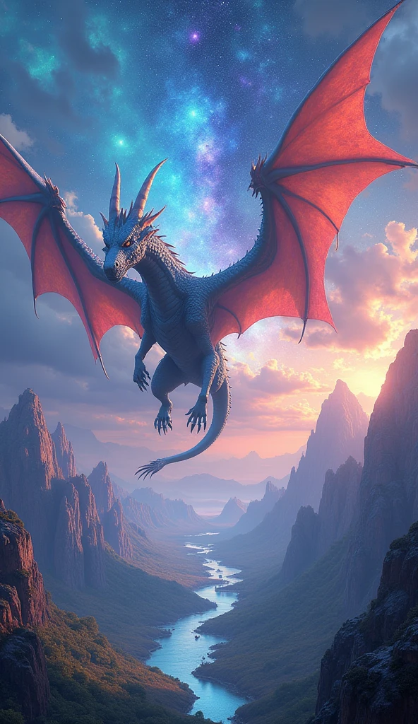 Prompt
txt2img
hkmagic, an epic fantasy scene of a mighty dragon soaring through a vibrant, otherworldly landscape. The dragon's scales shimmer with iridescent colors, reflecting the brilliant hues of the sky. Below, a breathtaking landscape of crystalline mountains, enchanted forests, and luminescent rivers stretches out. The sky is a tapestry of swirling nebulae and glowing constellations, creating a stunning, -- chaos 100-- ar 9:16 , -- Chaos 100
