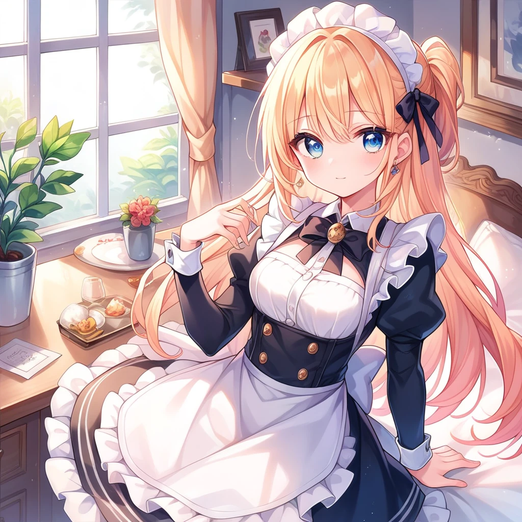 score_9, score_8_superior, score_7_superior (score_9:0.9),score_8_superior,score_7_superior,Anime Style,evaluation_Safety,(PDXL),Maid's Headdress,lira,Maid clothes,One person,alone,View your viewers,Elf,Medium chest,Black Hair,robot,