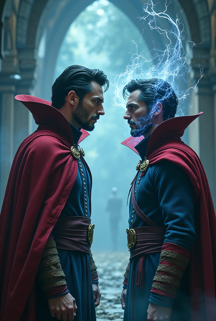 Doctor strange seeing his bad reflection inside the mirror 