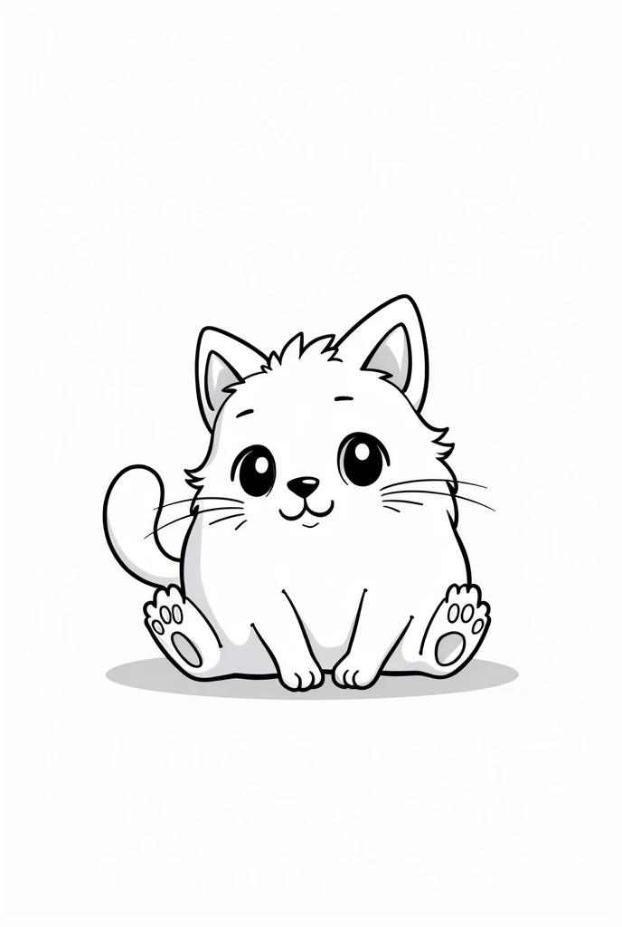 Create black and white image of  cat for kids colouring book 