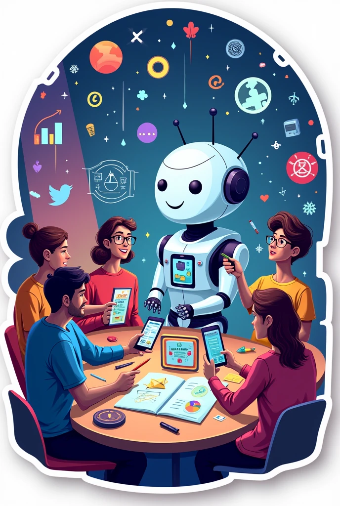 Generate a sticker with collaboration of ai and humans