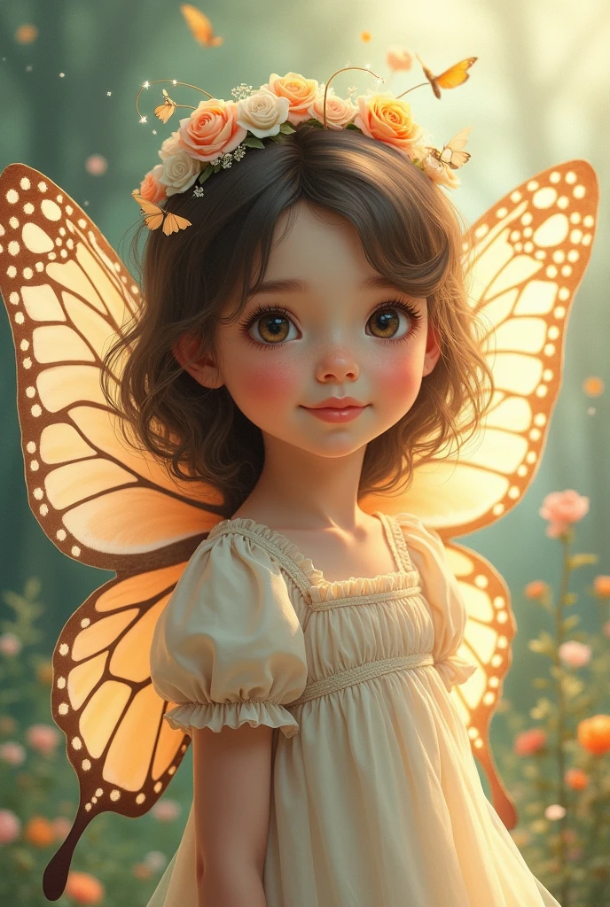 American round faces butterfly girl