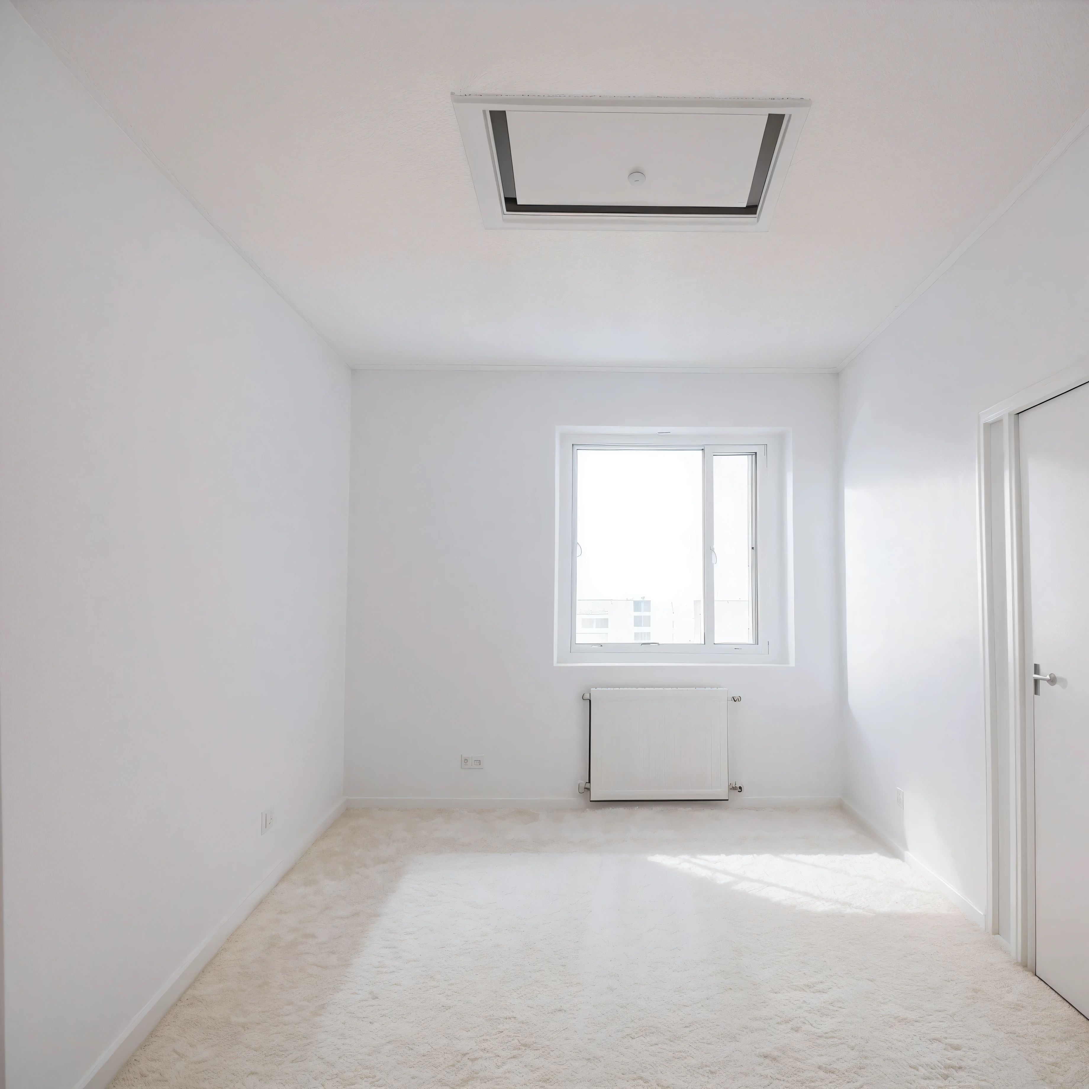 9 square meters room, room ceiling height 2０0 cm, one window , white walls, nothing in the room, not very luxurious