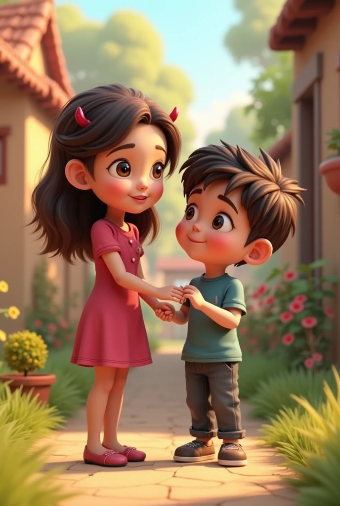 18+young girl weds boy in village ai 3d image cartoon type