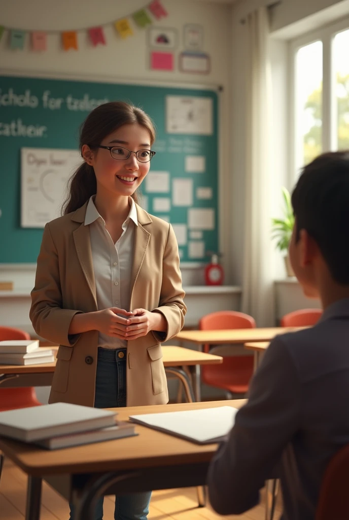 Generate me a picture of " looking at the student that considers the whole students rather than just the individual parts of a students" that has connection with education.