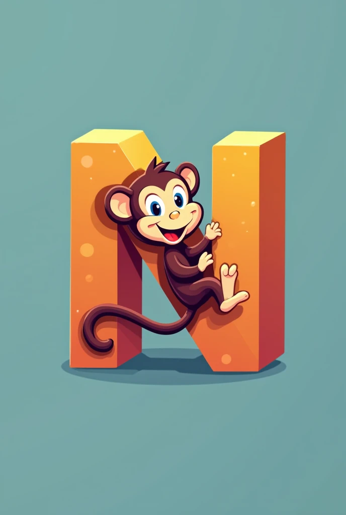 monkey symbol in the letter N logo