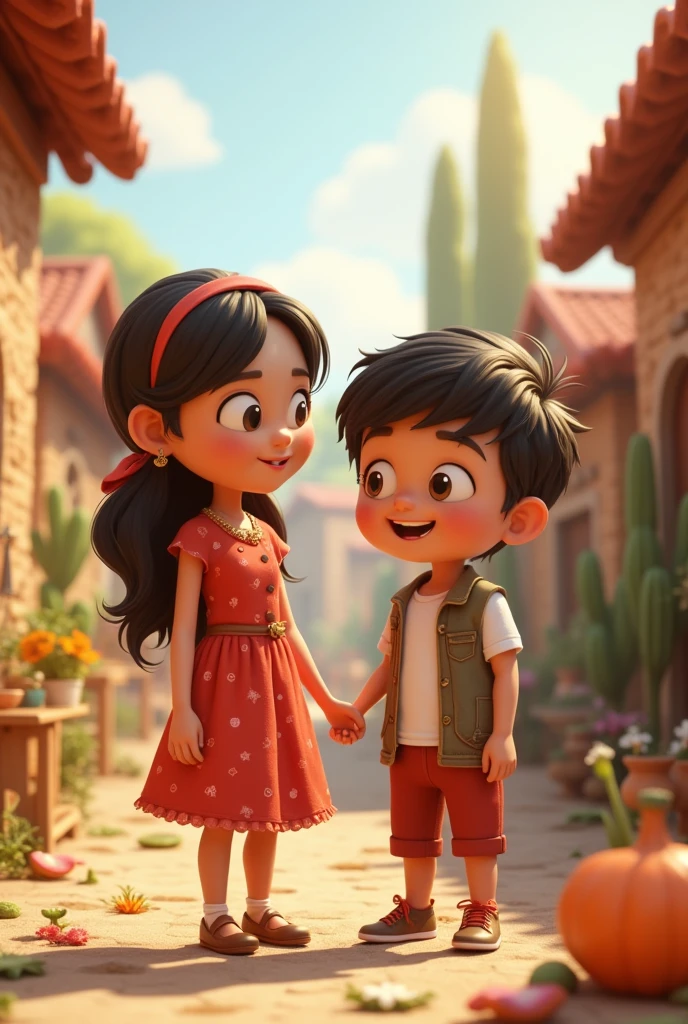 18+young girl weds young boy in village ai 3d image cartoon type