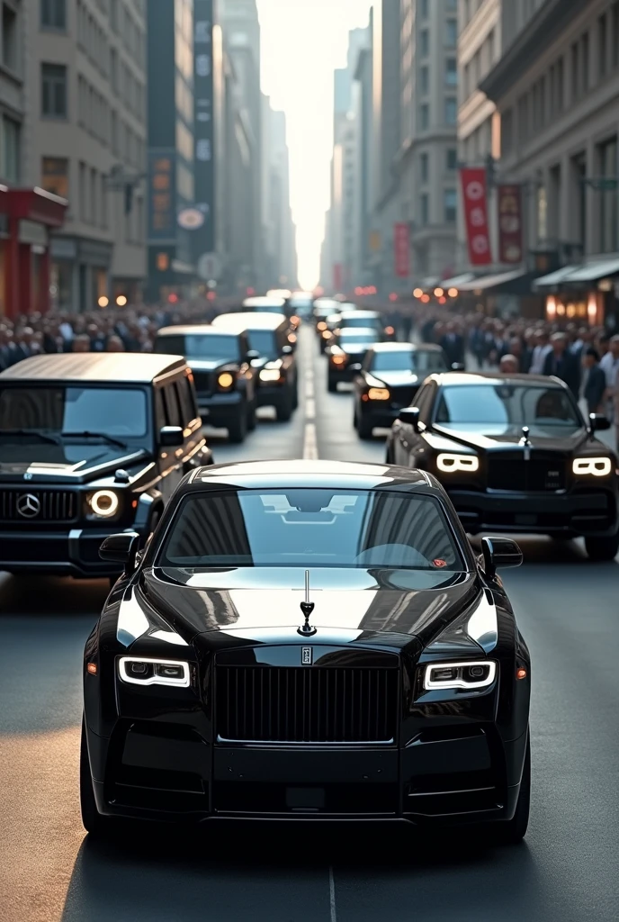 Black cars convoy vip rolls royce gwagon , defenders,