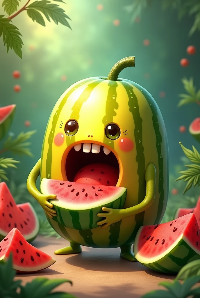 Melon eats watermelon 