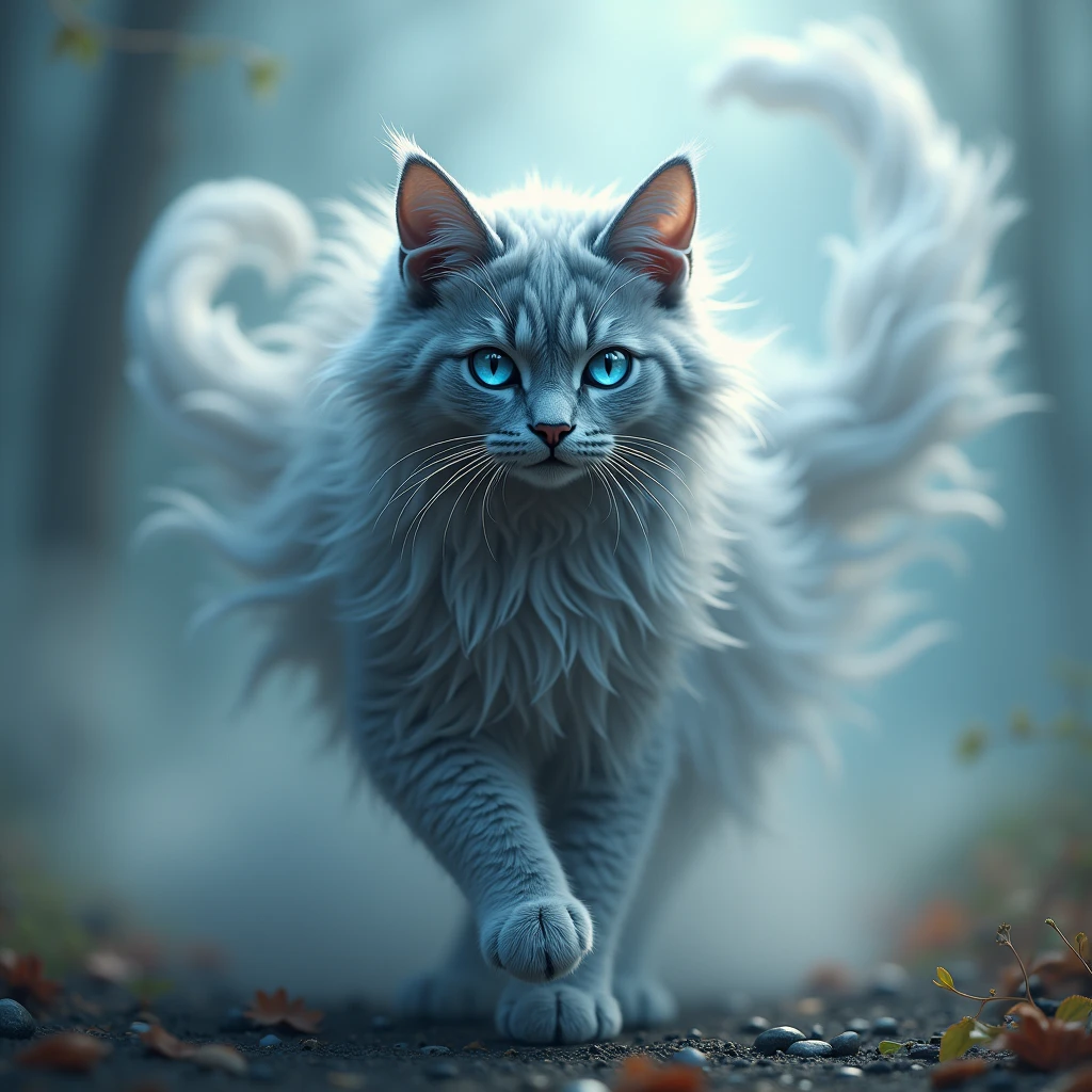 a wind that gives the shape of a gray tabby devon rex cat with blue eyes