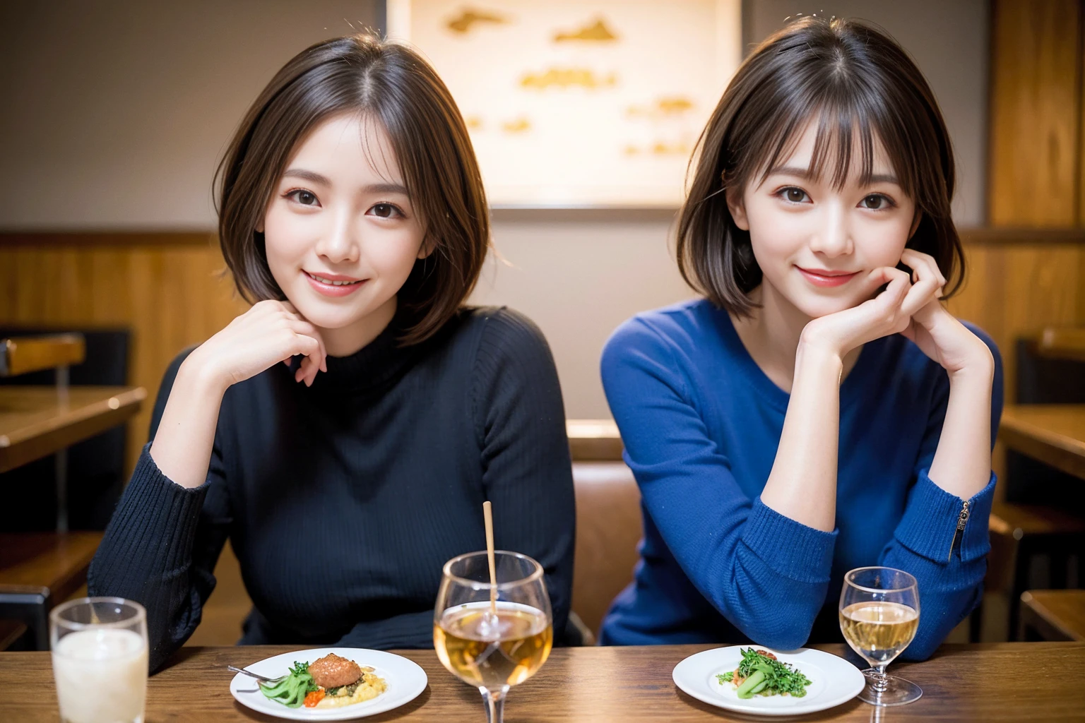 ((Highest quality、8k、masterpiece:1.3))、slimカップル、modelカップル、(Realistic, Intricate details:1.2), full-course dinner、Whiskey bottle and glass on table、Single Malt、scotch、Rocks glass、Shot Glass、on the rocks、Scotland、Amazing view of the sunset sky and clouds、A bright smile、The wonderfulness of smile、 Beautiful Face, blue eyes, The light shines on your face, blush, short hair,Bright Face、 (Age 37), 3,Two beauties、Brown Hair、Shortcuts、Long sleeve shirt、dress、Beautiful woman 1, (slimな顔), (The body is slim), (Brown Hair), (Shortcuts), cheeks turn a little red,Attractive beauty、restaurant, In a prominent place (From the waist up) Nova Frog Style, actress, model, Upper Body, White wine, slim, smile, (smile: 1.15), Beautiful fine grain, Depth f/2,saturation, High Contrast, Strong light and shadow,Moist Body:1.5、3D texture、Delicate eyes、Brown Hair、The hair is very shiny、