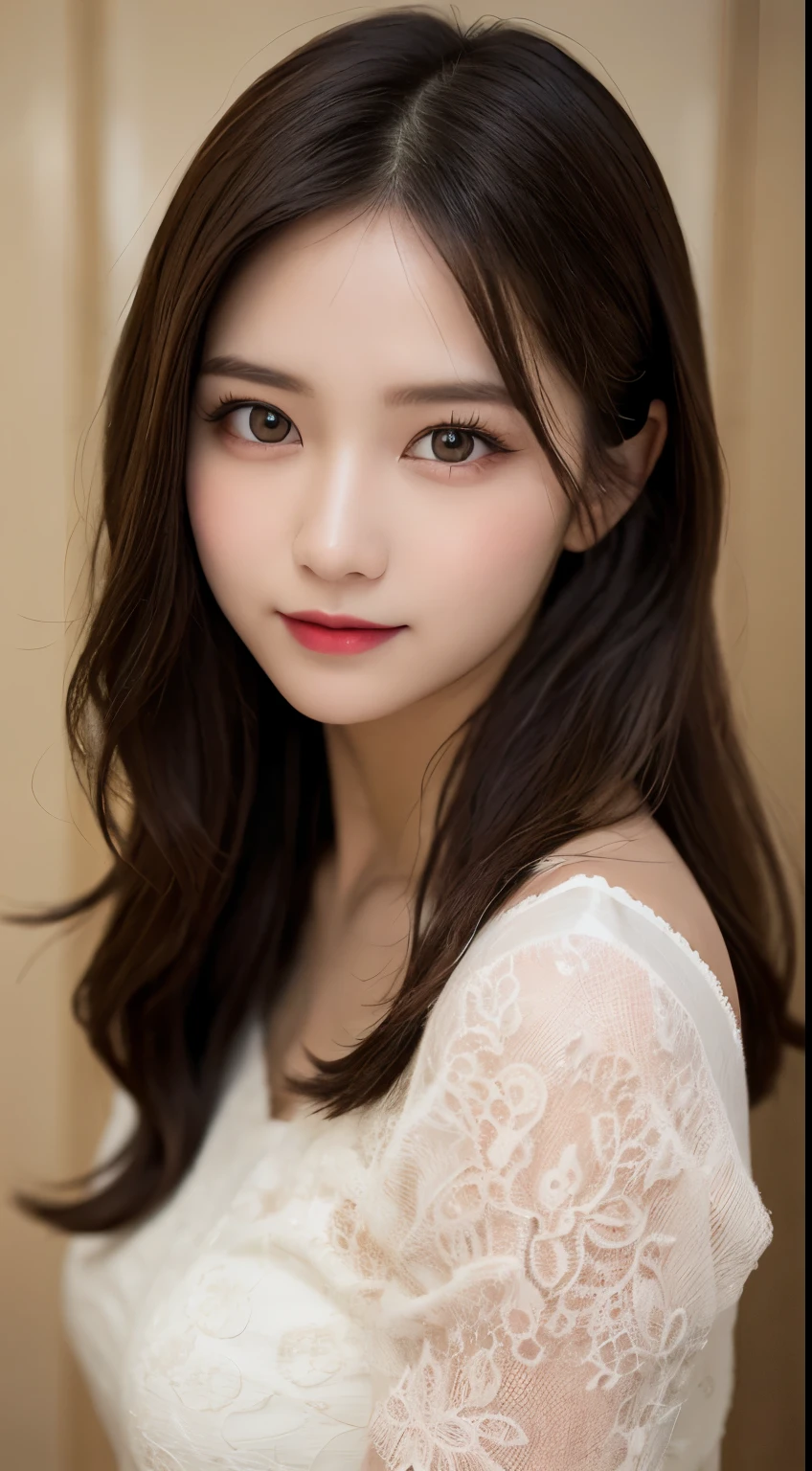 Tabletop, Highest quality, shape, Very detailed, finely, High resolution, 8k wallpaper, 完璧なダイナミックな構shape, Beautiful and detailed, Small breasts,Natural color lip, Bold sexy pose,smile、20-year-old girl、cute、sexy shot looking at camera,Always blur the background,Perfect and beautiful face,Photograph only the face,Beautiful and elaborate face、Slim face and figure,Big eyes、Putting on gal makeup,Actual Photos、Gal Fashion