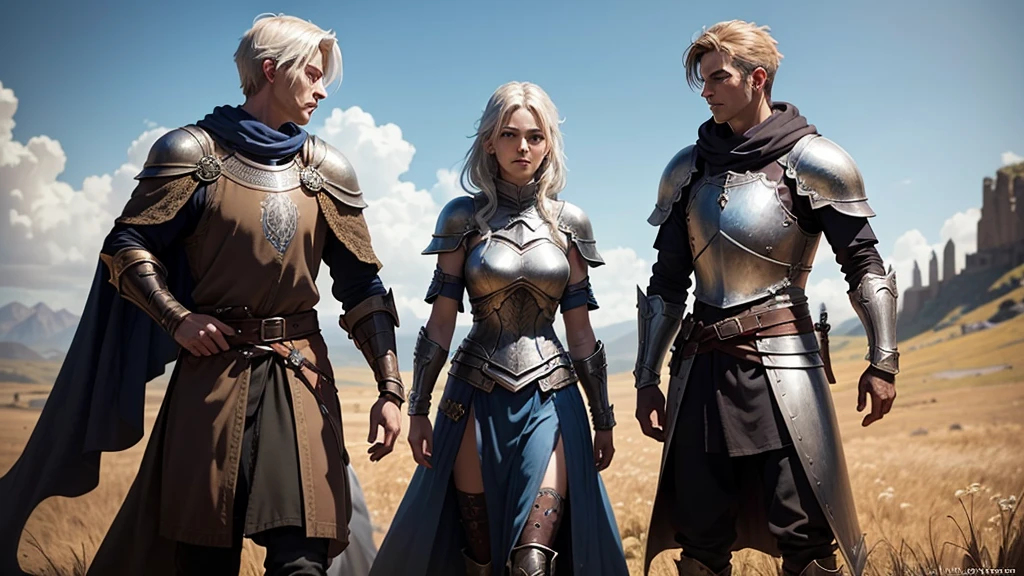 need one character of the game in the genre mmo rpg related to the world of sword and magic, the character must be a knight in old dirty armor but at the same time inspiring confidence and strength, against the backdrop of peacetime somewhere in the field