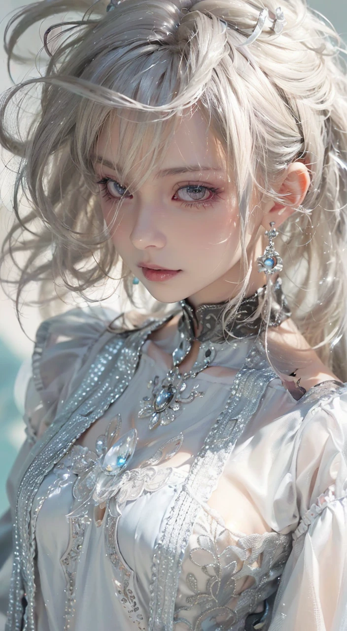a bory girl, facing the front, underarm, armpit, nearly naked, thin body, skinny, (Highest quality authentic textured skin),(abyssal),(Fine, Round, Symmetrical eyes),Delicate facial features,(Burning bright and cold eyes), very slim and thin body, naked, nude, (She has a mischievous smile on her face),(Her face is gentle and beautiful),Glass earrings on the ears,,(Blonde hair),(silvery white hair),(Maroon hair),(Dramatic photo:1.4),(dramatic pose),(flamboyant photo), upturned eyes, upward glance, A messy painting,(Hair flows in air:1.5),(Vortices and tidal currents in the background),(Dramaticlight),(Magnificent scene),Epic realism,Cinematic feeling,(high-density imaging review:1.5),(Soft color:1.2),Ultra detailed,Dramaticlight,(intricately details:1.1),the complex background,