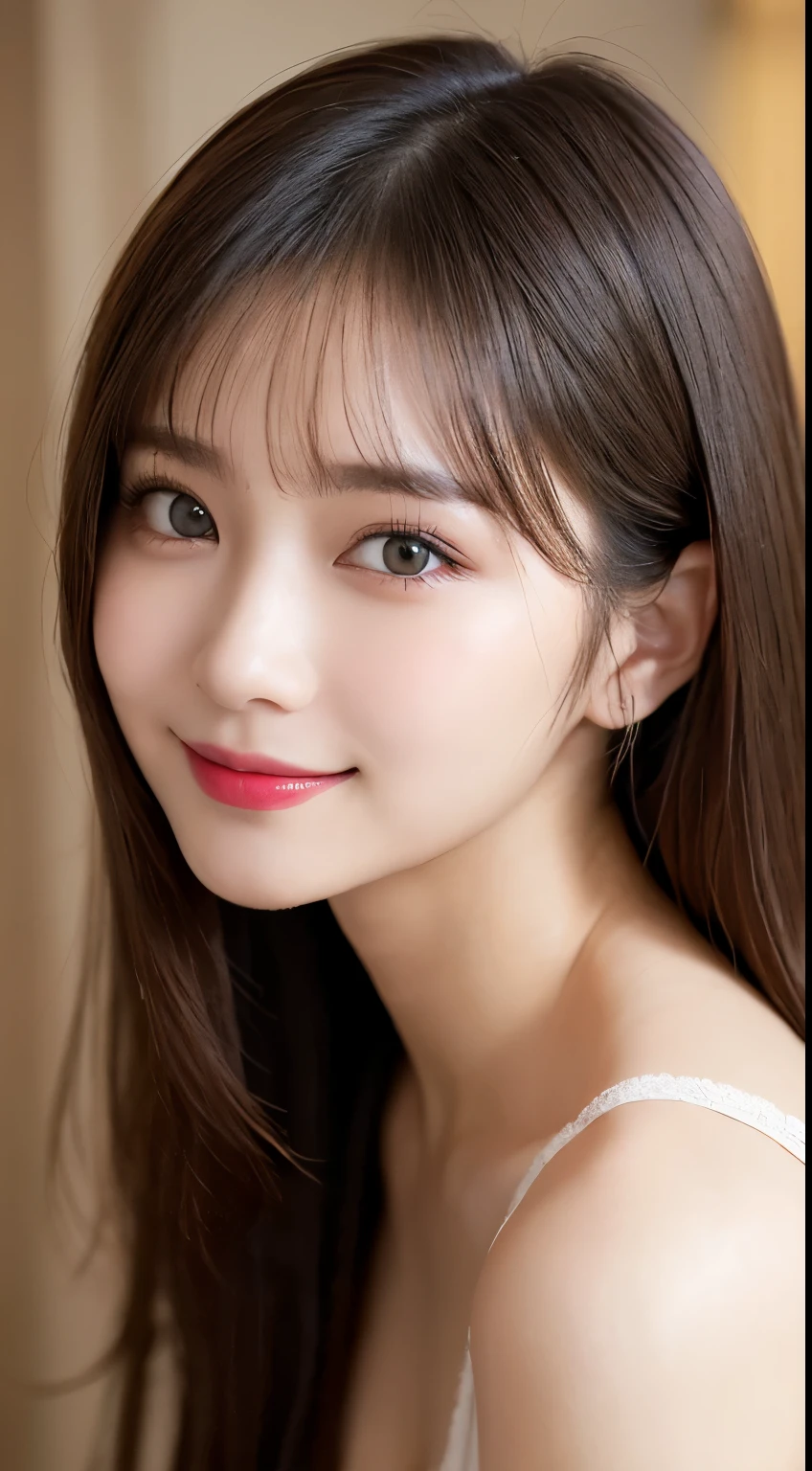 Tabletop, Highest quality, shape, Very detailed, finely, High resolution, 8k wallpaper, 完璧なダイナミックな構shape, Beautiful and detailed, Small breasts,Natural color lip, Bold sexy pose,smile、20-year-old girl、cute、sexy shot looking at camera,Always blur the background,Perfect and beautiful face,Photograph only the face,Beautiful and elaborate face、Slim face and figure,Big eyes、Putting on gal makeup,Actual Photos、Gal Fashion,Smile、The exact same texture as human skin
