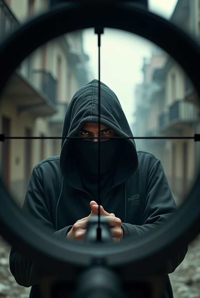 A terrorist within the scope of a rifle scope
