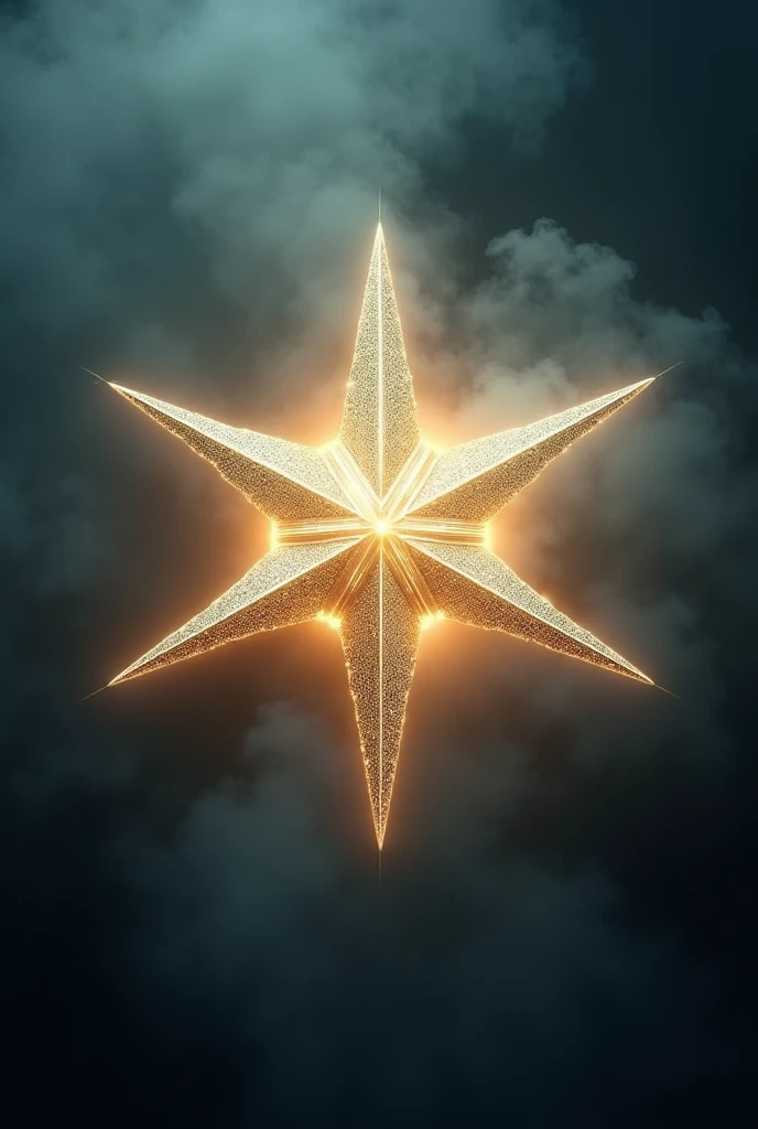 32 pointed "Northern star" with smoke in the background, 