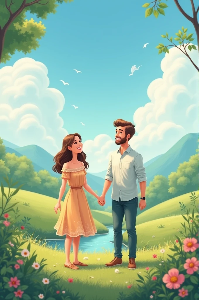 happy husband and wife landscape