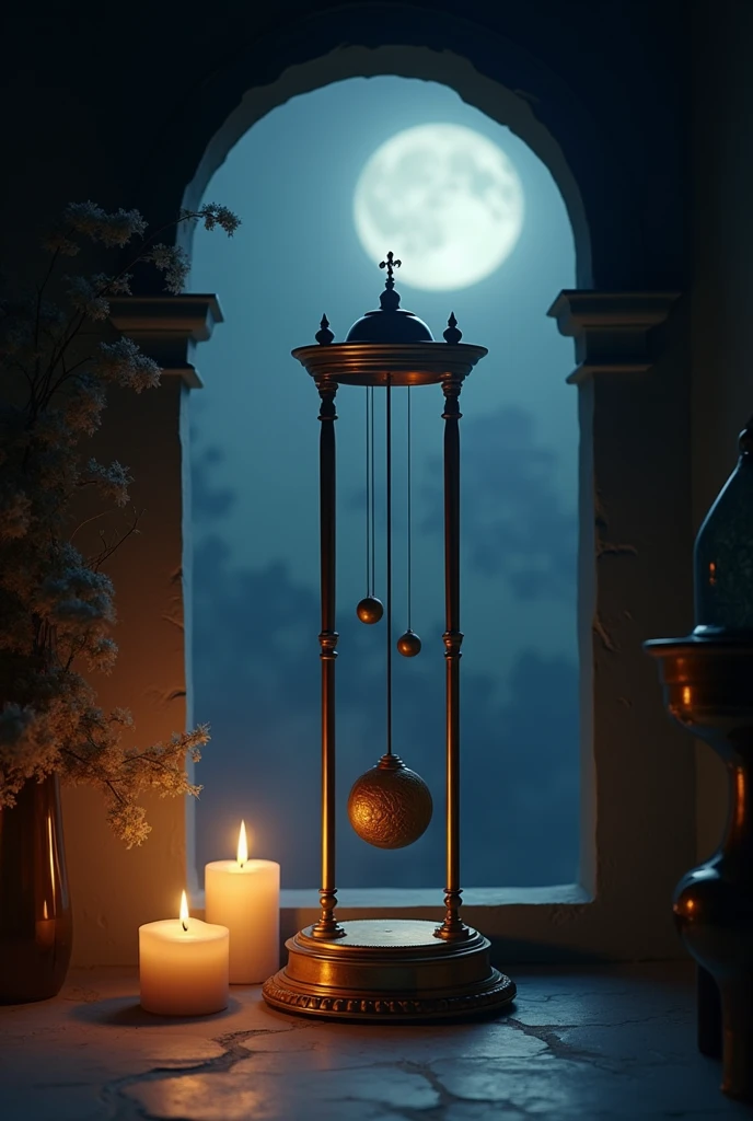 Pendulum , candle, moon